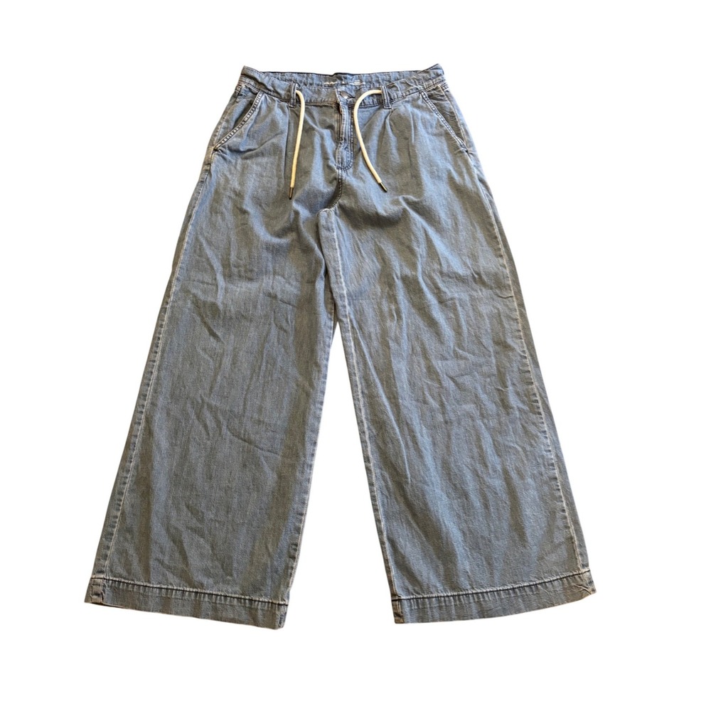 Old Navy High-Rise Drapey Drawcord Wide Leg Jeans Light Washโ Denim Womens 12